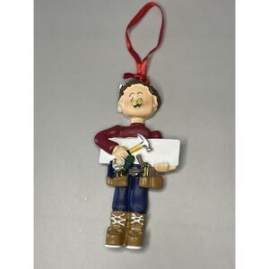 Carpenter Handyman Construction Worker With Tools 3.5" Christmas Ornament